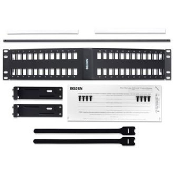 Belden ANGLED 48-PORT KEYCONNECT, PATCH PANEL UNLOADED, 2U BLACK AX104601